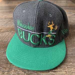 NBA Milwaukee Bucks Script Bango Mascot Mitchell & Ness Snapback Cap Hat Rare
